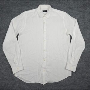 Balibaris Shirt Mens Medium White Button Up 100% Cotton Casual  Long Sleeve